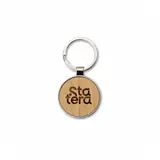 Chaveiro de Metal e Bambu Arredondado 7,5 x 4 cm com personalização Statera para empresas