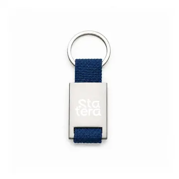 Chaveiro de Metal Fosco 9,4 x 3,4 cm com Detalhe em Nylon com personalização Statera para empresas