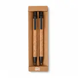 Kit Caneta e Lapiseira de Cortiça com Estojo Kraft com personalização Statera para empresas