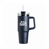 Caneca Térmica 900ml com Abertura Giratória e Canudo com personalização Statera para empresas