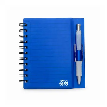 Caderno Plástico com Caneta e 70 Folhas Pautadas com logo aplicada (cód. 11193)