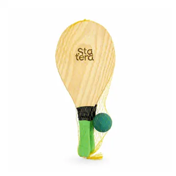 Kit Frescobol com 2 Raquetes de Madeira e Bolinha com personalização Statera para empresas