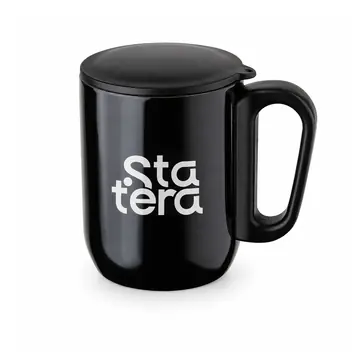 Caneca Inox Parede Dupla 230ml com Tampa de Vedação com personalização Statera para empresas