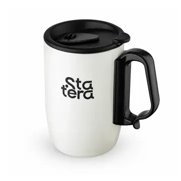 Caneca Inox Parede Dupla 350ml com Tampa de Pressão com personalização Statera para empresas
