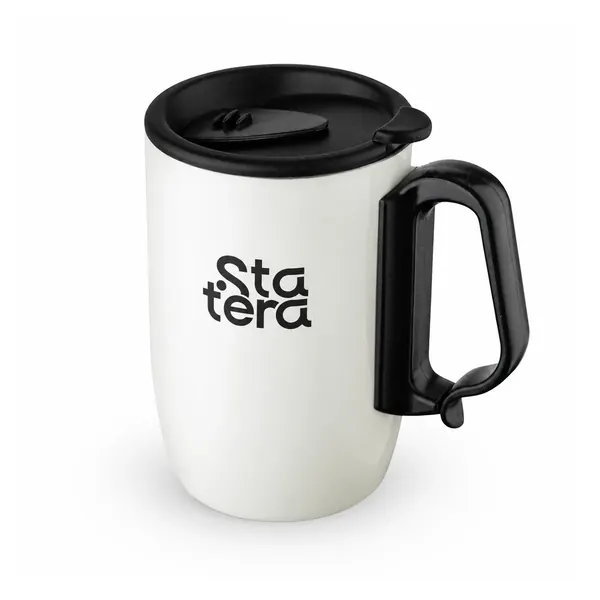 Caneca Inox Parede Dupla 350ml com Tampa de Pressão com personalização Statera para empresas