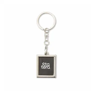 Chaveiro Porta-Foto em Inox com Corrente e Gancho com personalização Statera para empresas