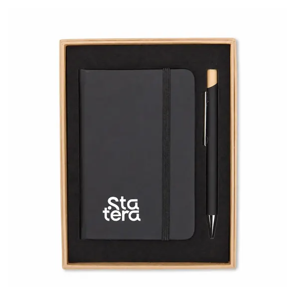 Kit Executivo 2 Peças Caderneta e Caneta com Bambu com personalização Statera para empresas