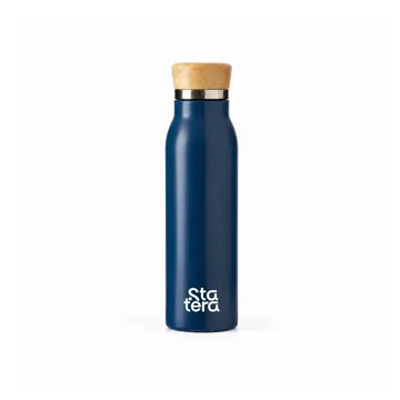 Garrafa Térmica 600ml com Tampa de Bambu com personalização Statera para empresas