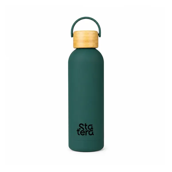 Garrafa Térmica 500ml com Tampa de Bambu com personalização Statera para empresas