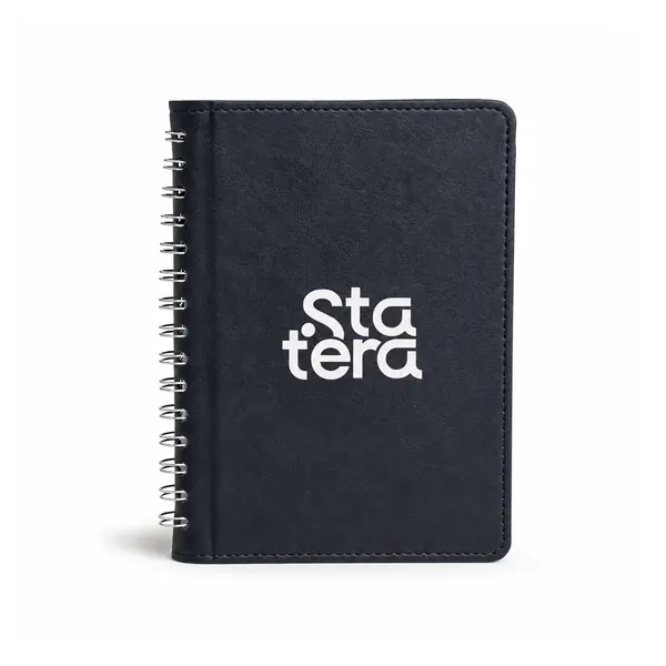 Caderno de Capa Dura em Couro Sintético 21,6 x 16 cm com personalização Statera para empresas